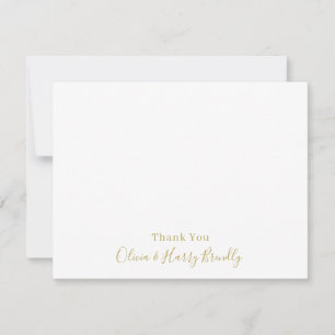 Thank You Monogram Name White Flat Note Card
