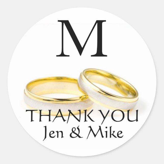 Thank You Monogram Names Wedding Favor Stickers (Front)