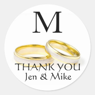 Thank You Monogram Names Wedding Favor Stickers