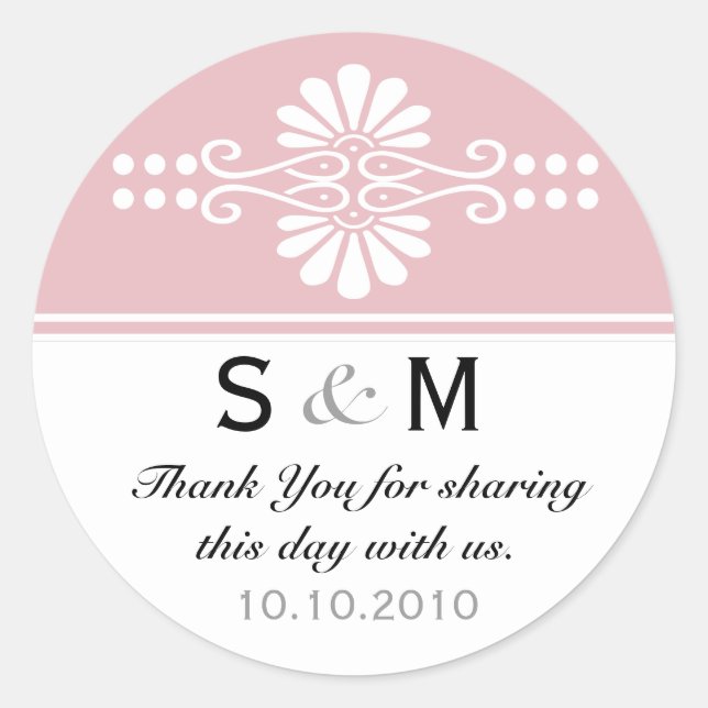 Thank You Monogram Wedding Favor Labels (Front)