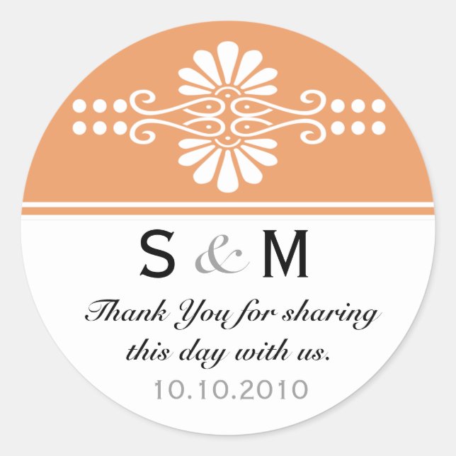 Thank You Monogram Wedding Favor Labels (Front)
