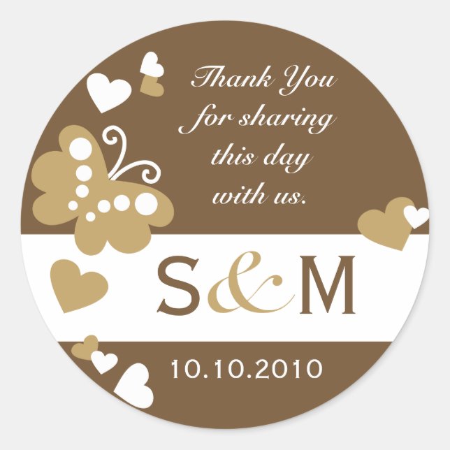 Thank You Monogram Wedding Favor Labels (Front)