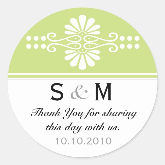 Thank You Monogram Wedding Favor Labels (Front)