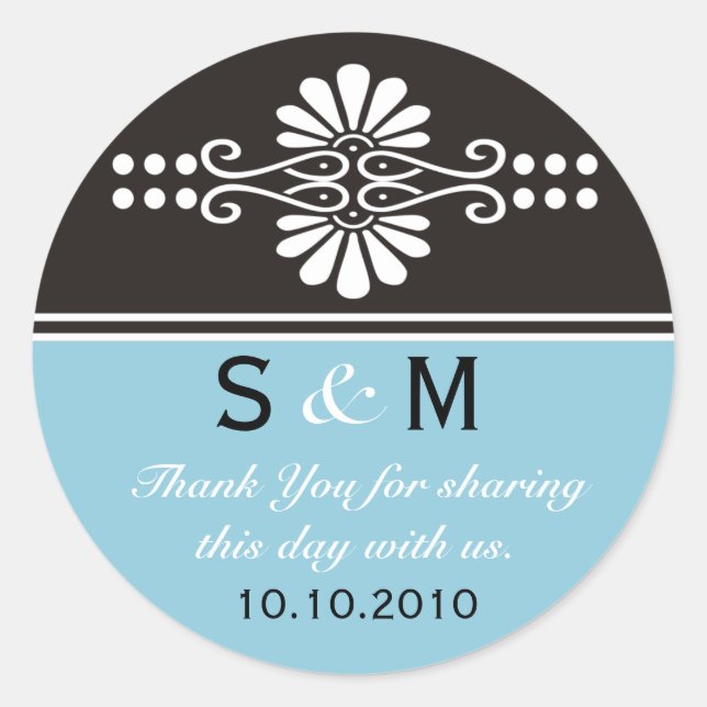 Thank You Monogram Wedding Favor Labels (Front)