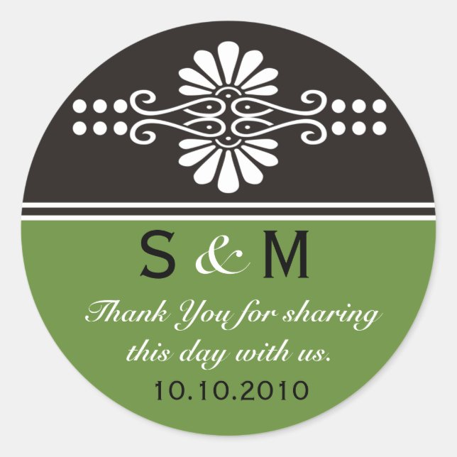 Thank You Monogram Wedding Favor Labels (Front)
