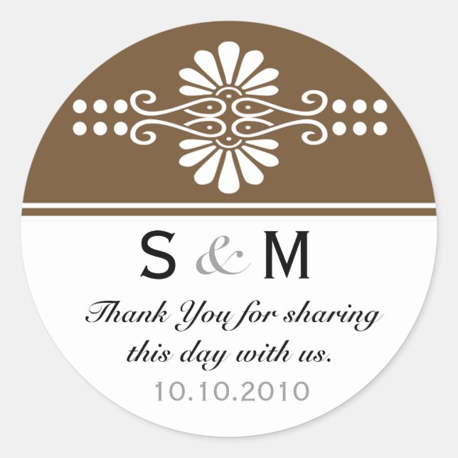 Thank You Monogram Wedding Favor Labels (Front)