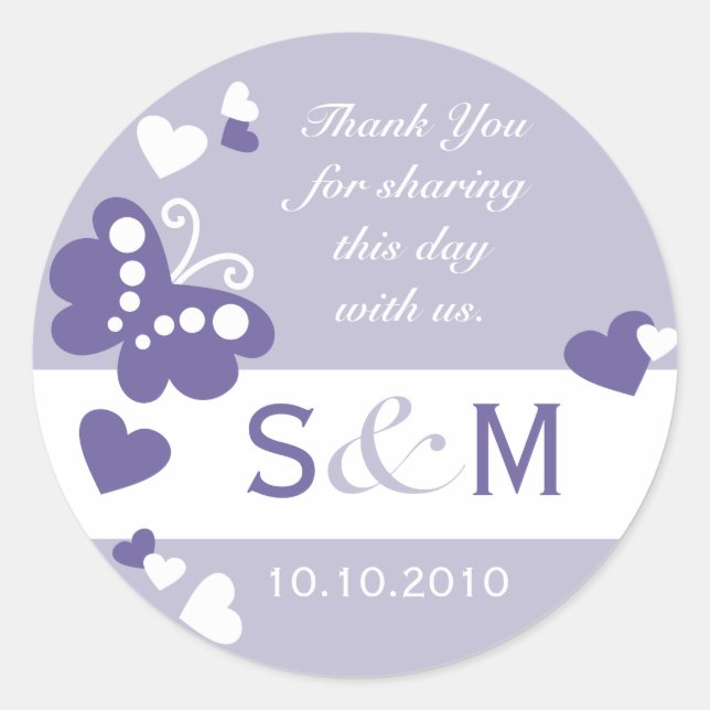 Thank You Monogram Wedding Favor Labels (Front)