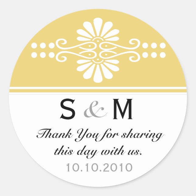 Thank You Monogram Wedding Favor Labels (Front)