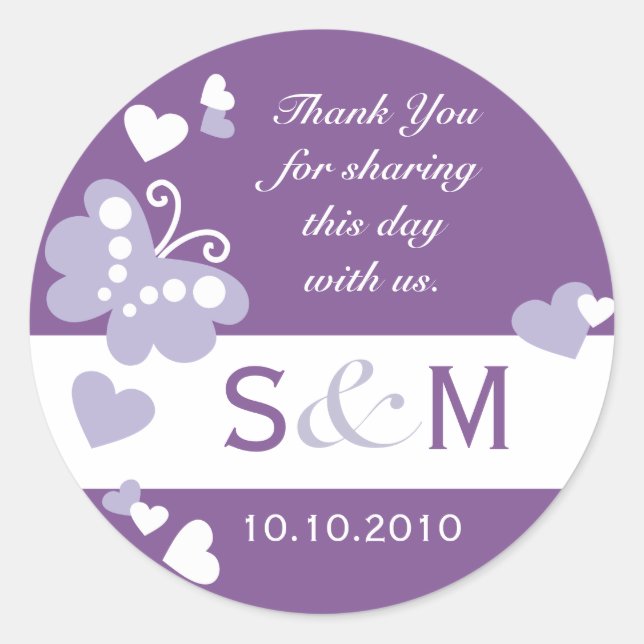 Thank You Monogram Wedding Favor Labels (Front)