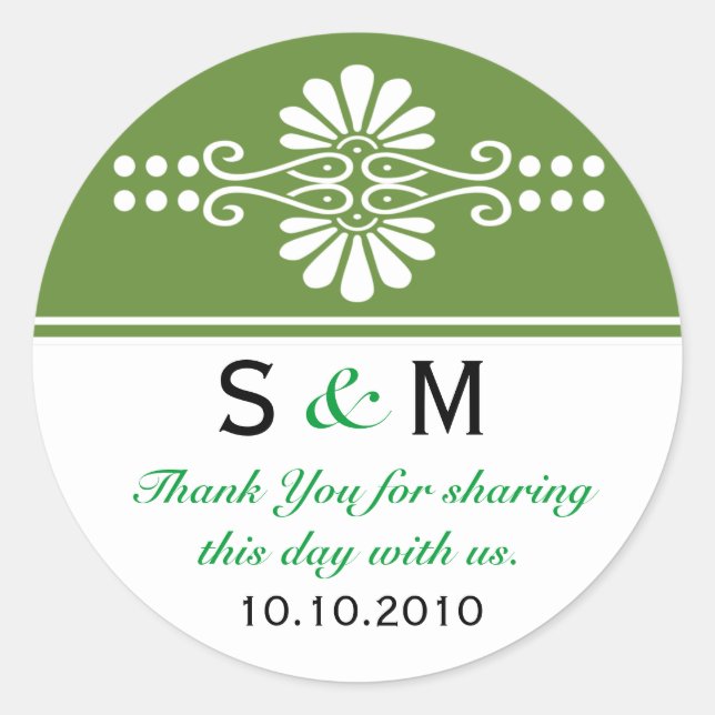 Thank You Monogram Wedding Favor Labels (Front)