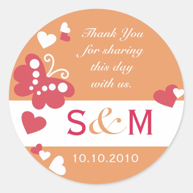 Thank You Monogram Wedding Favor Labels (Front)