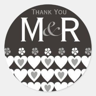 Thank You Monogrammed Wedding Favors Seals Black