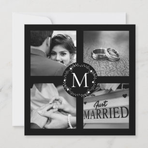 Thank You Monogrammed Wedding Photo Collage Invitation