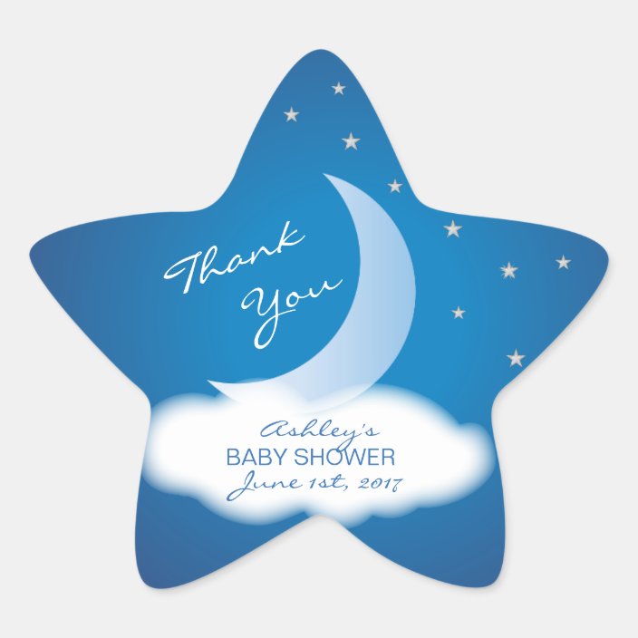 thank you moon and stars baby shower bluewhite star
