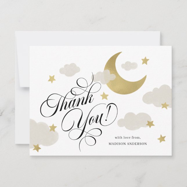 Thank You Moon Stars Cloud Baby Shower Card (Front)