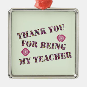 Thank You Mosaic Holiday Teacher Appreciation Metal Ornament