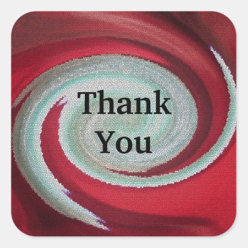 Thank You Mosaic Red and Green Spiral Appreciation Square Sticker