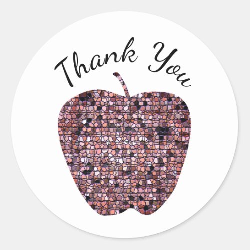 Thank You Mosaic Red Apple Teacher Appreciation Classic Round Sticker