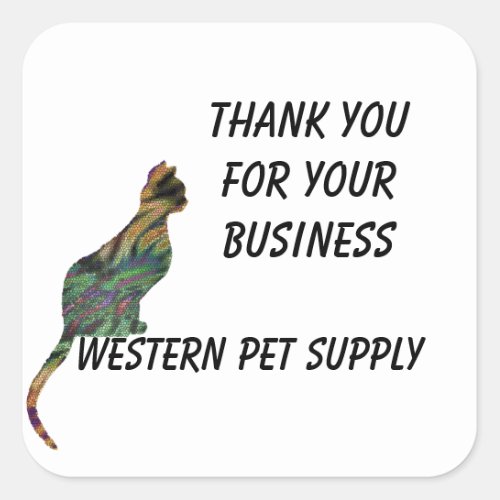 Thank You Mosaic Stripe Cat Business Appreciation Square Sticker