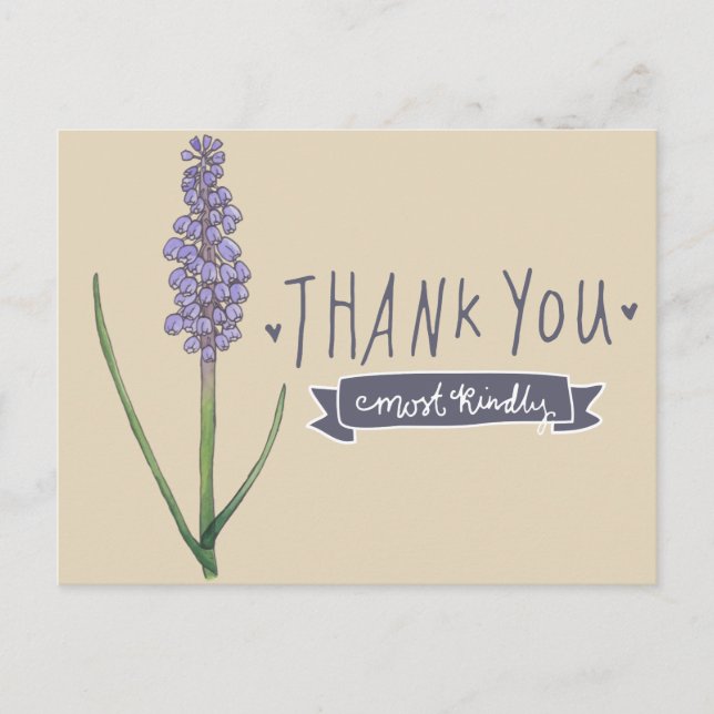 Thank You Most Kindly Hyacinth Postcard (Front)