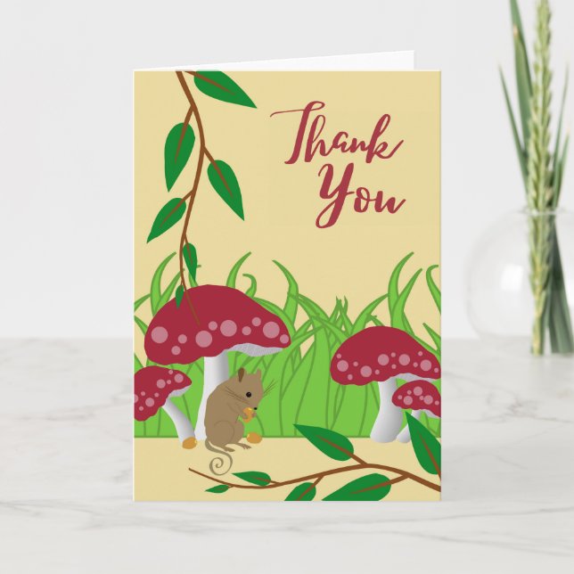 Thank You Mouse Under a Toadstool Illustration (Front)
