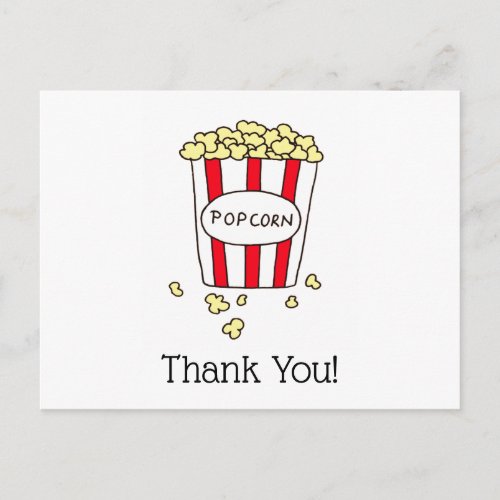 Thank You Movie Theater Popcorn Red White Bucket Postcard