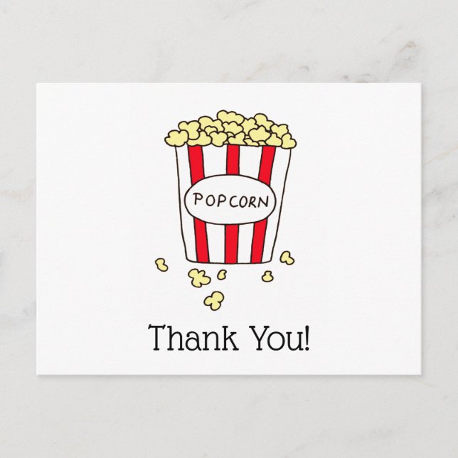 Thank You Movie Theater Popcorn Red White Bucket Postcard (Front)