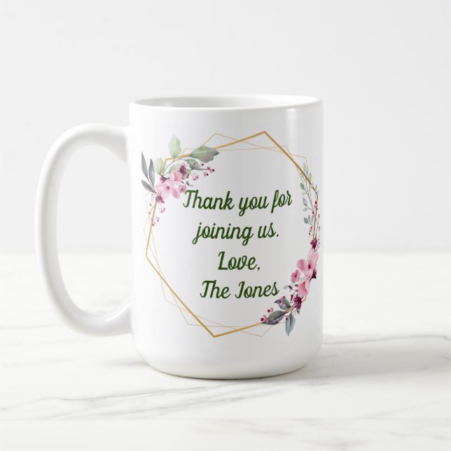 Thank You Mug, Mug Gift, Wedding Favors (Left)