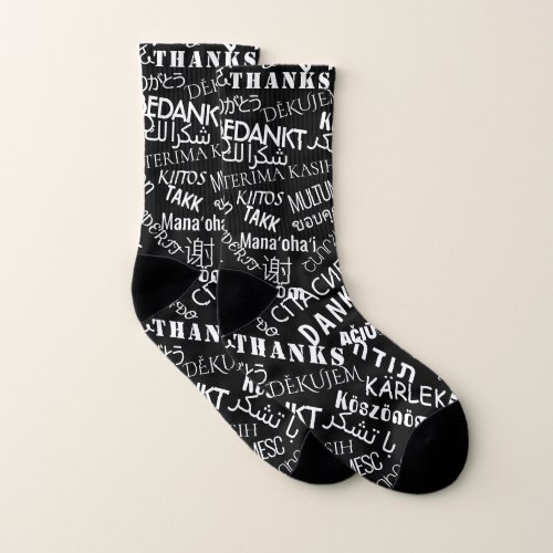 Thank You  _ Multi Language International _ Black Socks