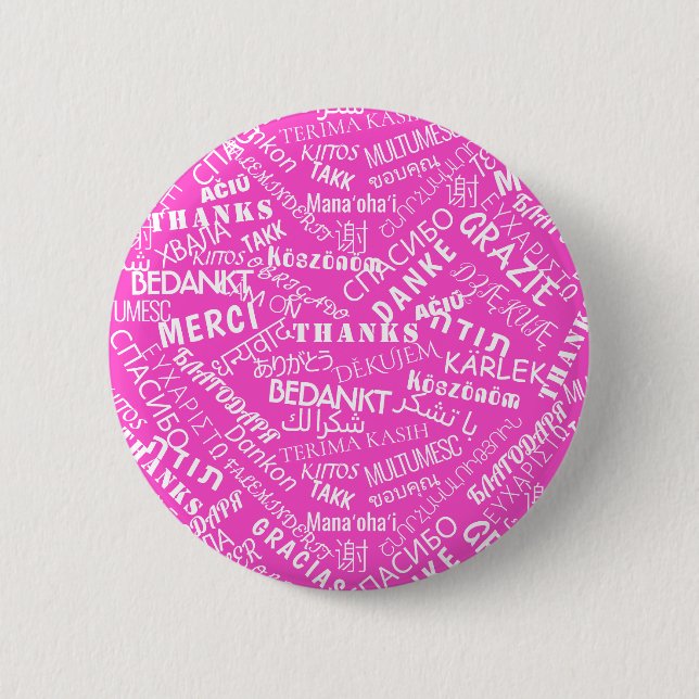 Thank You ! - Multi Language - International World Button (Front)