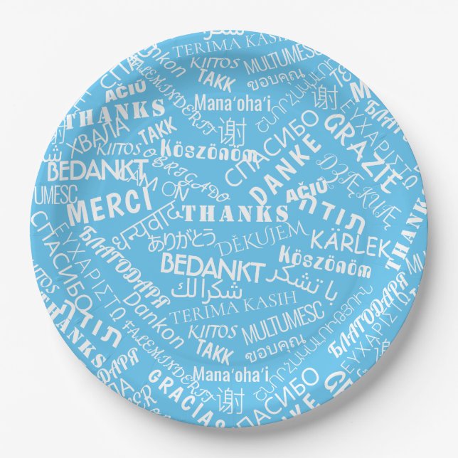 Thank You ! - Multi Language - International World Paper Plates (Front)