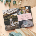 Thank You Multi Photo Collage Wedding Cards<br><div class="desc">Pink and black thank you design wedding thank you cards featuring four of your favorite wedding photos. Show your family and friends your appreciation for being a part of your wedding celebration with one of these beautiful keepsake cards. Customize with your short message and names. Contact me through the button...</div>