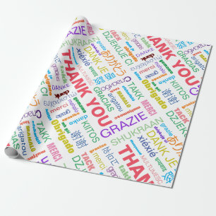 Thank You Multicolor Multilingual Wrapping Paper