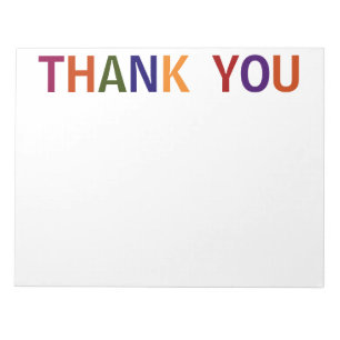Thank You Multicolored 11 x 8.5 Notepad