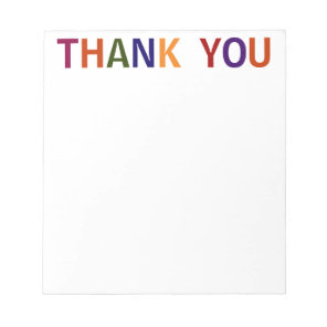 Thank You Multicolored 5.5 x 6 Notepad