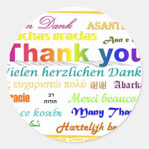 Thank You - multilingual Stickers | Zazzle