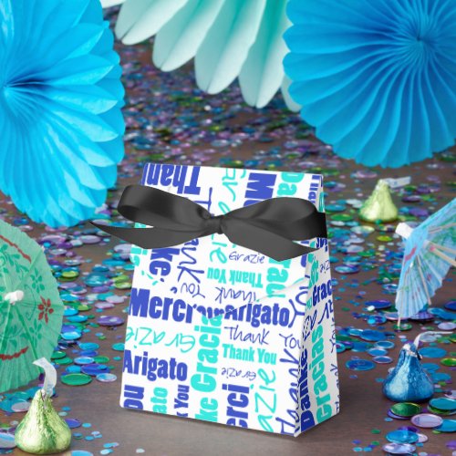 Thank You Multilingual Word Collage Blue Turquoise