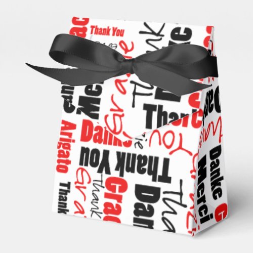 Thank You Multilingual Word Collage Red Black Favor Boxes