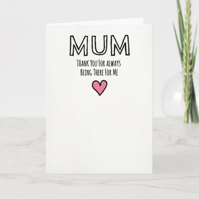 Thank You Mum Simple Love Card (Front)