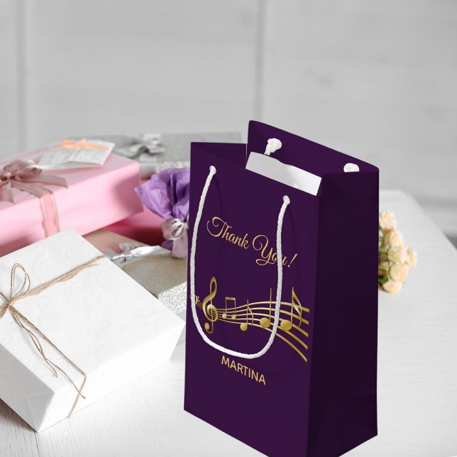 Thank You music notes purple gold name Small Gift Bag (Creator Uploaded)