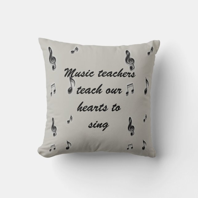 Thank You Music Teacher Appreciation Class Gift Throw Pillow (Front)
