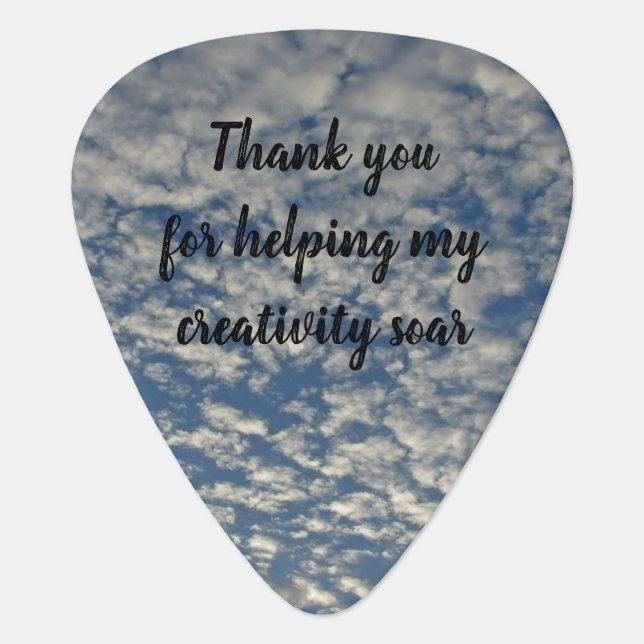 Thank You Music Teacher Blue Sky Clouds Photo Guitar Pick (Front)