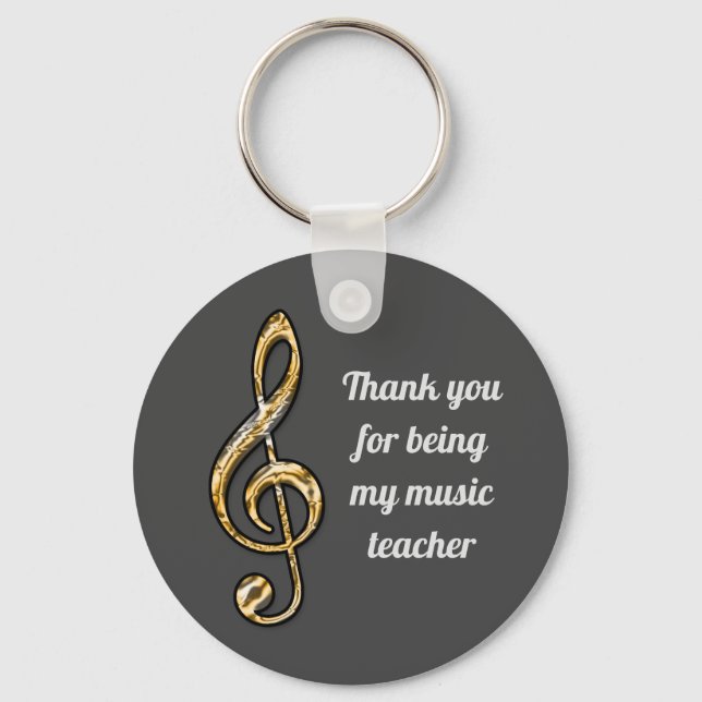 Thank You Music Teacher Clef Symbol Appreciation Keychain (Front)