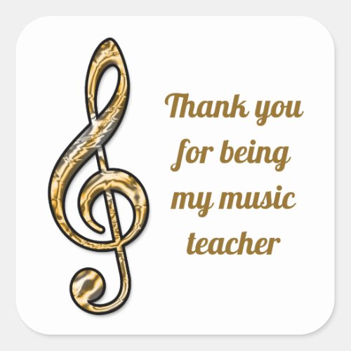 Thank You Music Teacher Clef Symbol Appreciation Square Sticker