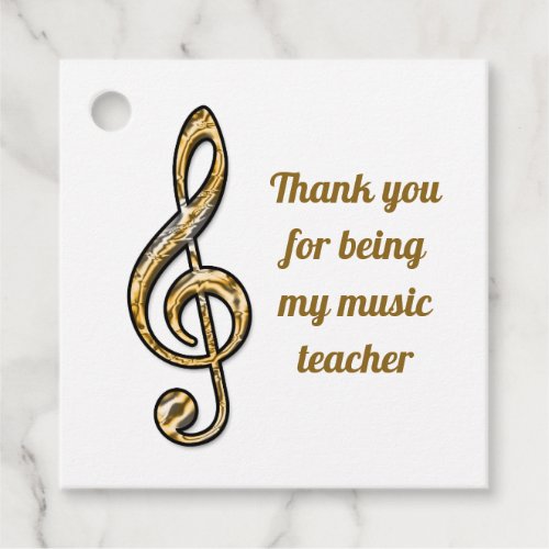 Thank You Music Teacher Gold Silver Appreciation Favor Tags