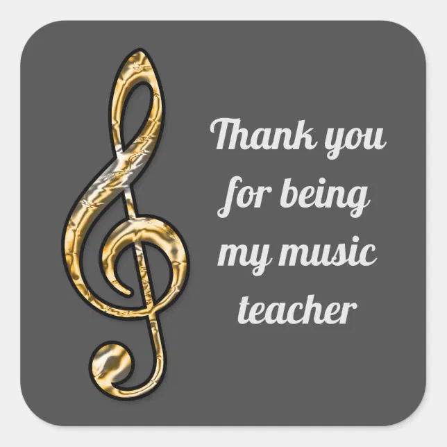 Thank You Music Teacher Instructor Appreciation Square Sticker | Zazzle