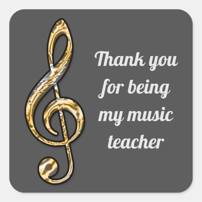 Thank You Music Teacher Instructor Appreciation Square Sticker (Front)