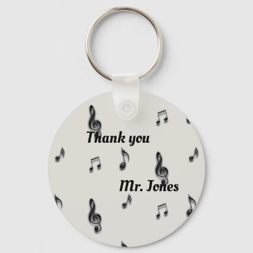 Thank You Music Teacher Musical Note Pattern Keychain