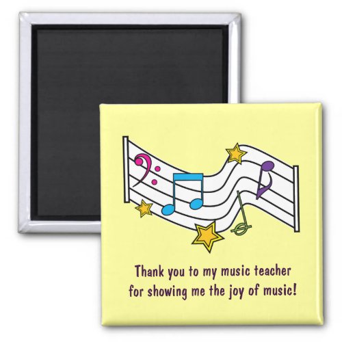 Thank You Music Teacher with Notes and Stars Magnet