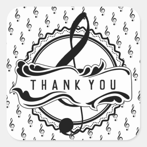 Thank You Musical Treble Clef Sticker
